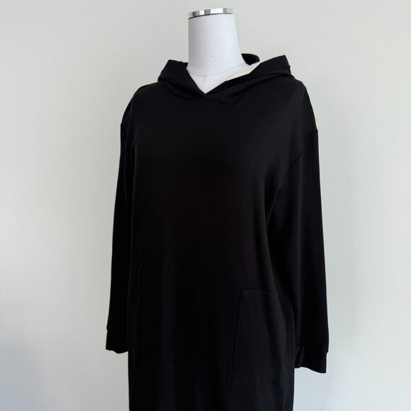 Majestic Filatures Sweatshirt Women 4 Large Black Hooded Deluxe Teeshirt Sweater - Picture 2 of 11